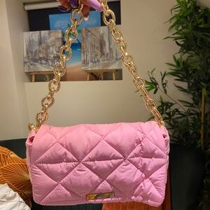 Bershka quilted pink cross body bag 